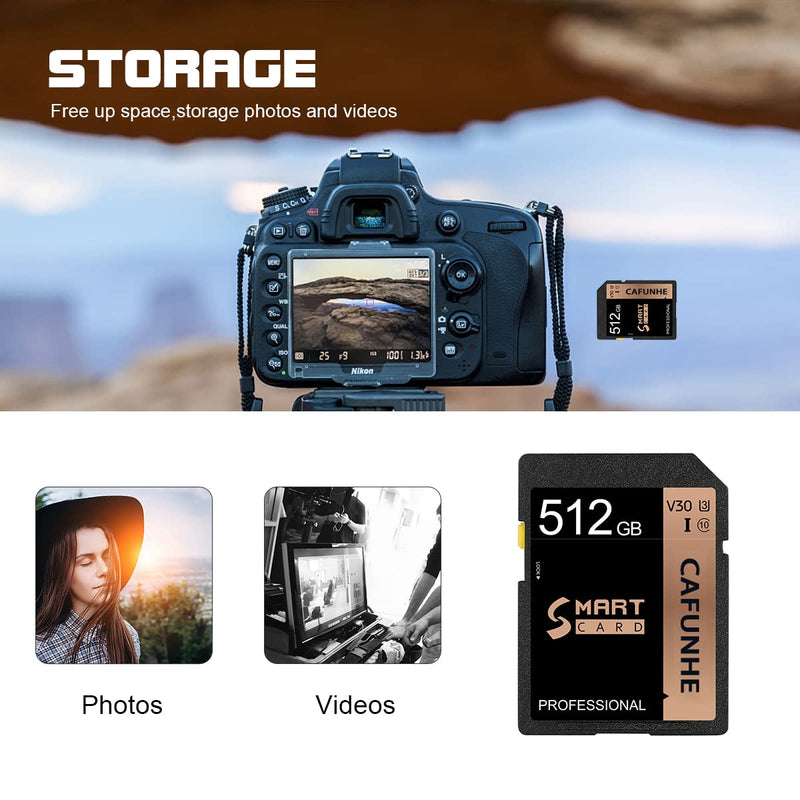  [AUSTRALIA] - 512GB SD Card Fast Speed Memory Card Class10 Security Digital Memory Card for Vloggers, Filmmakers, Photographers and Other SD Card Devices