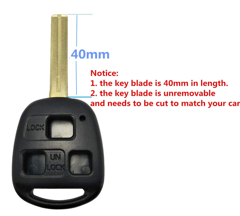  [AUSTRALIA] - 3 Buttons Replacement Key Fob Case Shell Fit for Lexus GX470 ES GS GX IS LS LX RX SC GS300 RX330 SC400 Key Housing (Black with Blade Pack 2) Black with Blade Pack 2