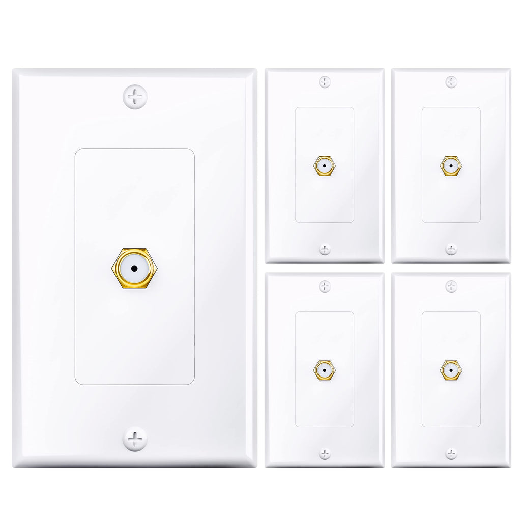  [AUSTRALIA] - GearIT 4-Pack Coax/Coaxial F-Type Wall Plate, Single Gang for TV Box, TV Wall Jack, TV Cable Wall Connector, Cable Line, Cable Outlet, Cable Cover Faceplate in White, 4-Pk