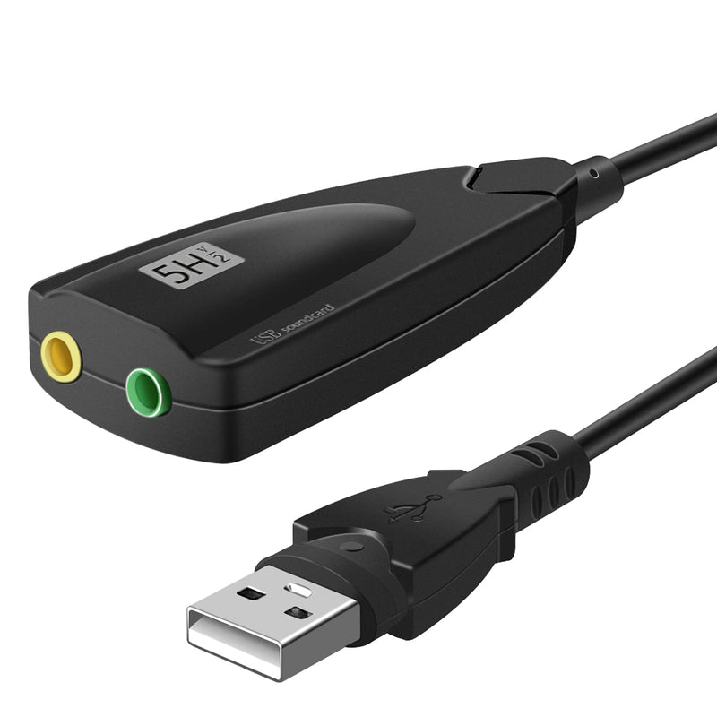  [AUSTRALIA] - Saisn USB Stereo Sound Card, USB 7.1 External Audio Sound Adapter Card 5Hv2 Channel Converter to 3.5mm Headphone Microphone Jack for Mac, PC, Windows.