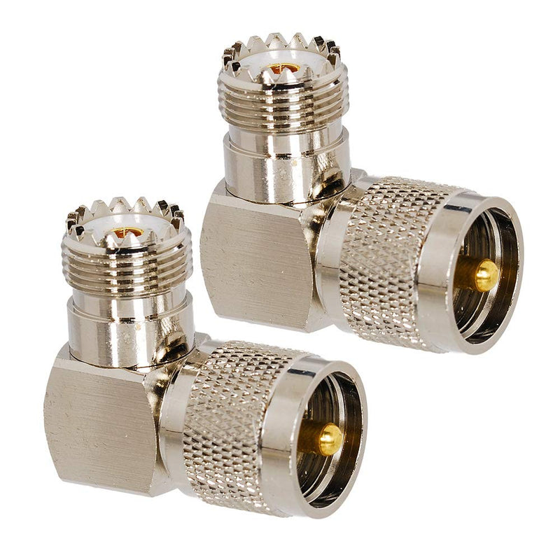  [AUSTRALIA] - Eagles 2pcs UHF Male PL259 to Female SO239 RF Coaxial Adapter, UHF 90° Right Angle Connector, F Type Female to Male Connector for CB Radio Antenna,Wireless LAN Devices, Coaxial Cable