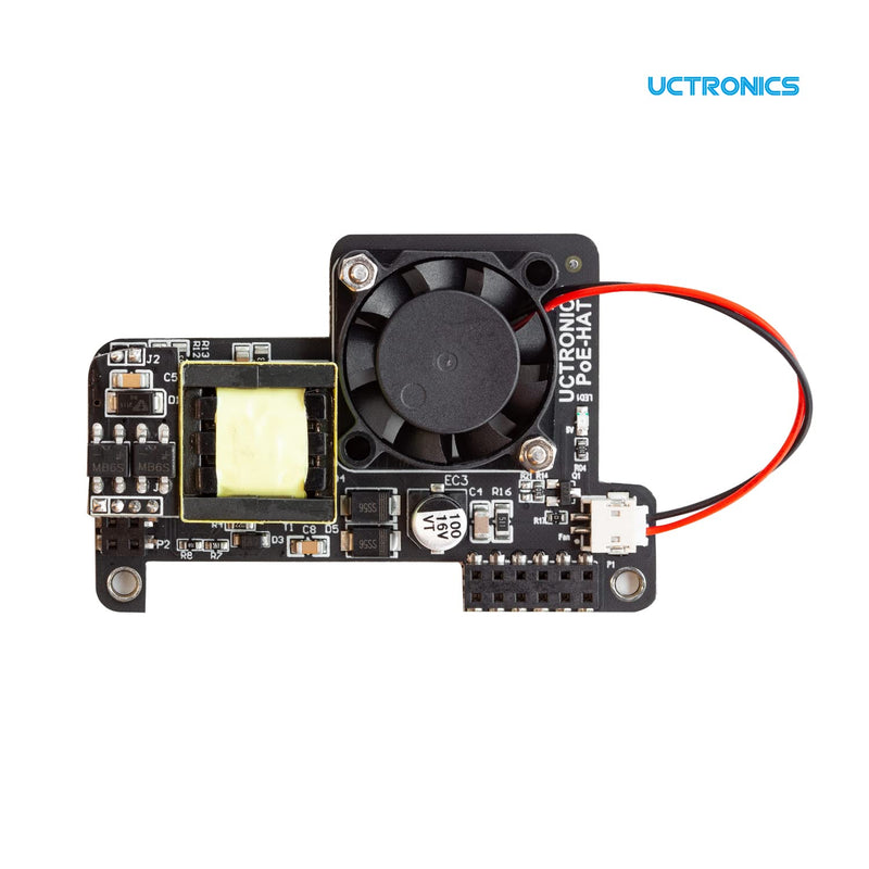  [AUSTRALIA] - UCTRONICS PoE HAT for Raspberry Pi with Cooling Fan, IEEE 802.3af-Compliant, 5V 2.5A Power Over Ethernet Board for Raspberry Pi 4B/3B+