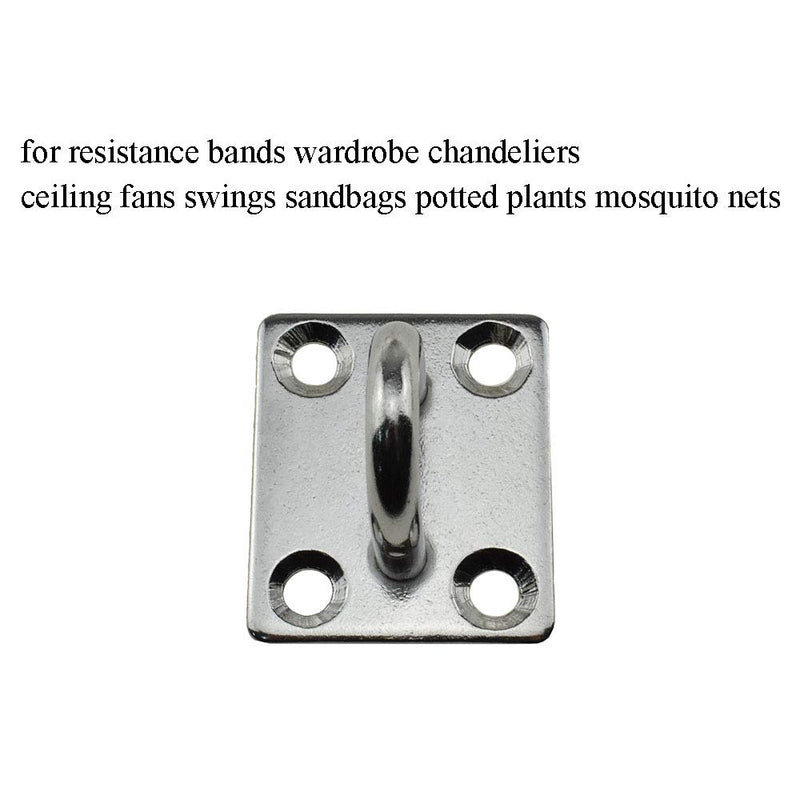 Binzzo Pad Eye Plates U Shaped Hook M5 Square Anchor Staple Ring Fastener Snap Screw Welded Well Hold up Climate Strong No Location Limited for Hammock Swing 304 Stainless Steel with Screws 2 Sets Square-35x30mm-M5 2Sets - LeoForward Australia