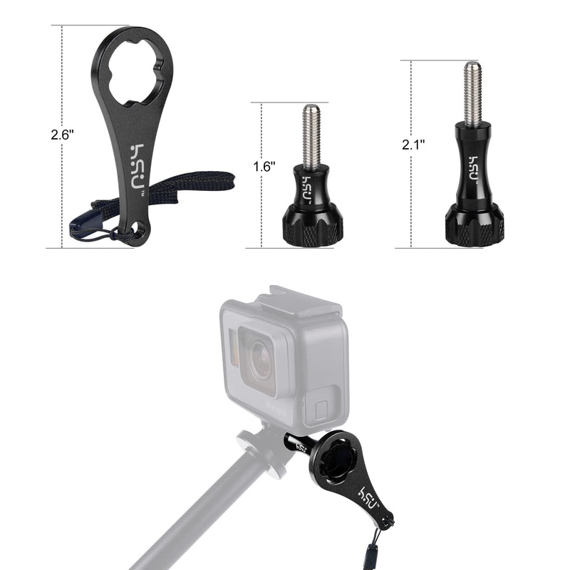  [AUSTRALIA] - HSU All Aluminum Alloy Basic Adapter Grab Bag for GoPro, Including 1/4 inch 20 Tripod Mount, Rotation Camera Mount, Adjust Arm, Thumbscrew and Wrench（9 Pcs）