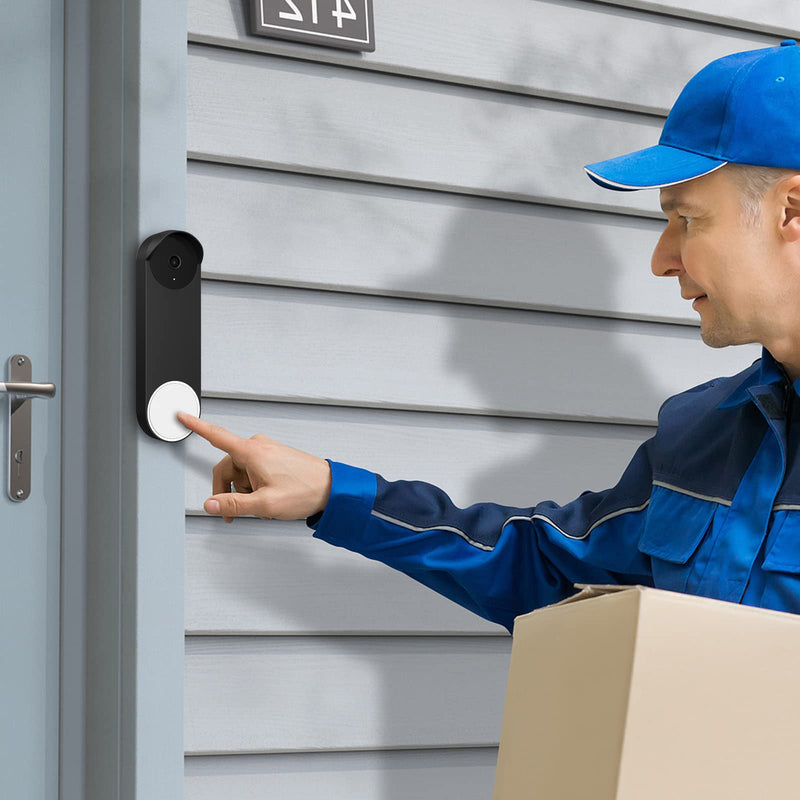  [AUSTRALIA] - PUUUCI Silicone Case for Google Nest Hello Doorbell (Battery) Cover - Weatherproof Protective Silicone Doorbell Skin Case (Black) Black