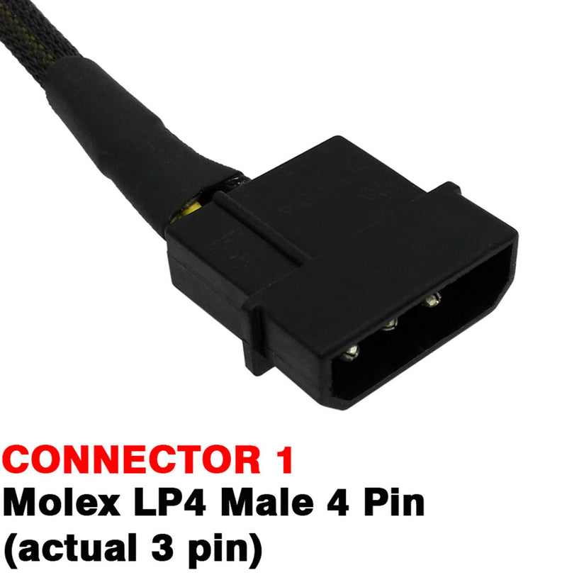  [AUSTRALIA] - TeamProfitcom LP4 Molex Male to ATX 4 pin Male Auxiliary Sleeved Braided Power Adapter Cable 12 inches (2 Pack)