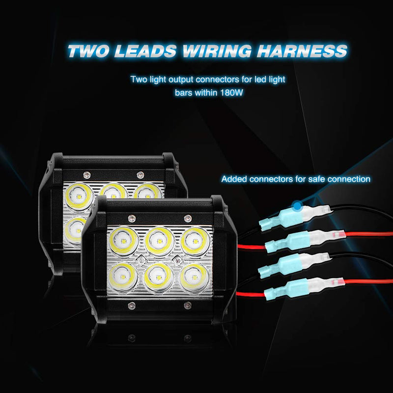  [AUSTRALIA] - Nilight - NI -WA 06 LED Light Bar Wiring Harness Kit - 2 Leads 12V On Off Switch Power Relay Blade Fuse for Off Road Lights LED Work Light, 2 Years Warranty 16AWG Wiring Harness Kit - 2 Leads