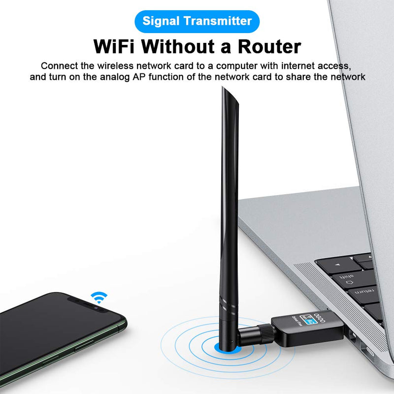  [AUSTRALIA] - QGOO WiFi Adapter ac600Mbps，Wireless USB Adapter 2.4GHz/5GHz Dual Band 802.11 ac Network LAN Card for Desktop Laptop PC Support Windows 11/10/8.1/8/7/XP/Vista/Mac OS10.9-10.15 (Without Drive) Grey