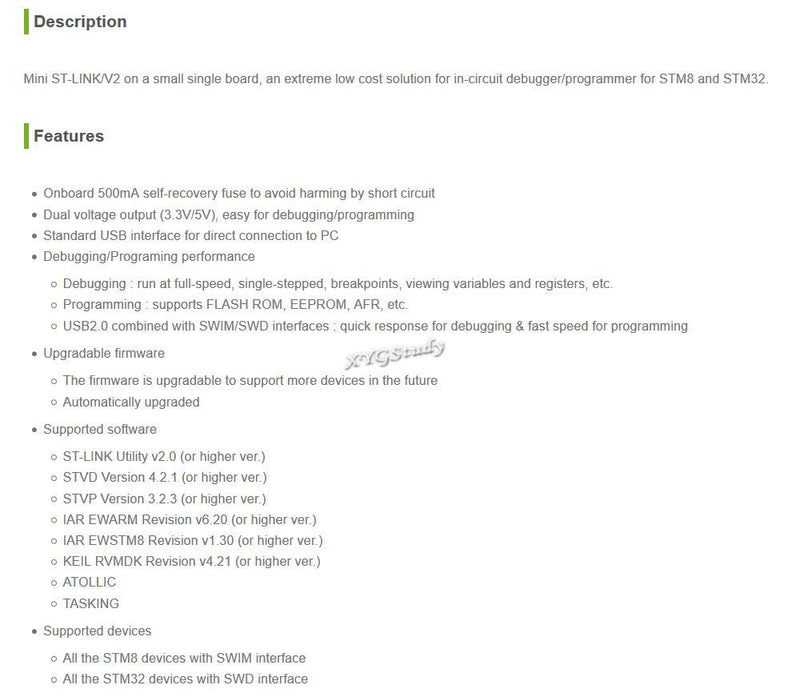  [AUSTRALIA] - Mini ST-LINK/V2 SWIM / SWD in-circuit debugger/programmer for STM8 and STM32 @XYGStudy