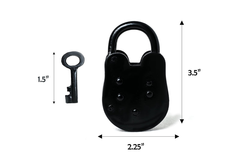  [AUSTRALIA] - RII Iron Lock and Keys/Old Fashion Lock and Key/Antique Iron Lock with Key/Cast Iron Lock - Old Trunk Lock (3.5 inch) 3.5 Inch