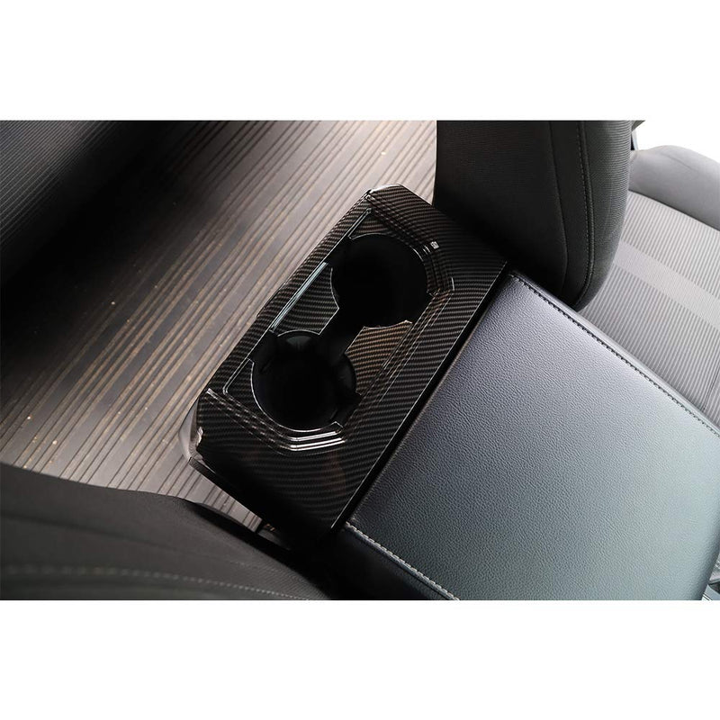  [AUSTRALIA] - Car Interior Armrest Box Rear Cup Holder Decoration Ring Cover Trim for Ford F150 2016 2017 (Carbon Fiber) Carbon Fiber