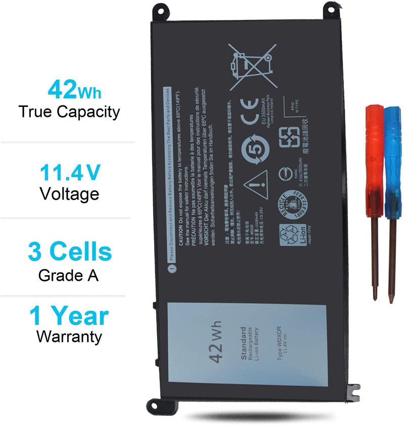  [AUSTRALIA] - New WDX0R WDXOR 42Wh Laptop Battery for Dell Inspiron 17 5765 5767 5770 15 5565 5567 5568 5578 7560 7570 7579 7569 13 5368 5378 7368 7378 Series Notebook Battery Fits dell  3CRH3 T2JX4 FC92N CYMGM