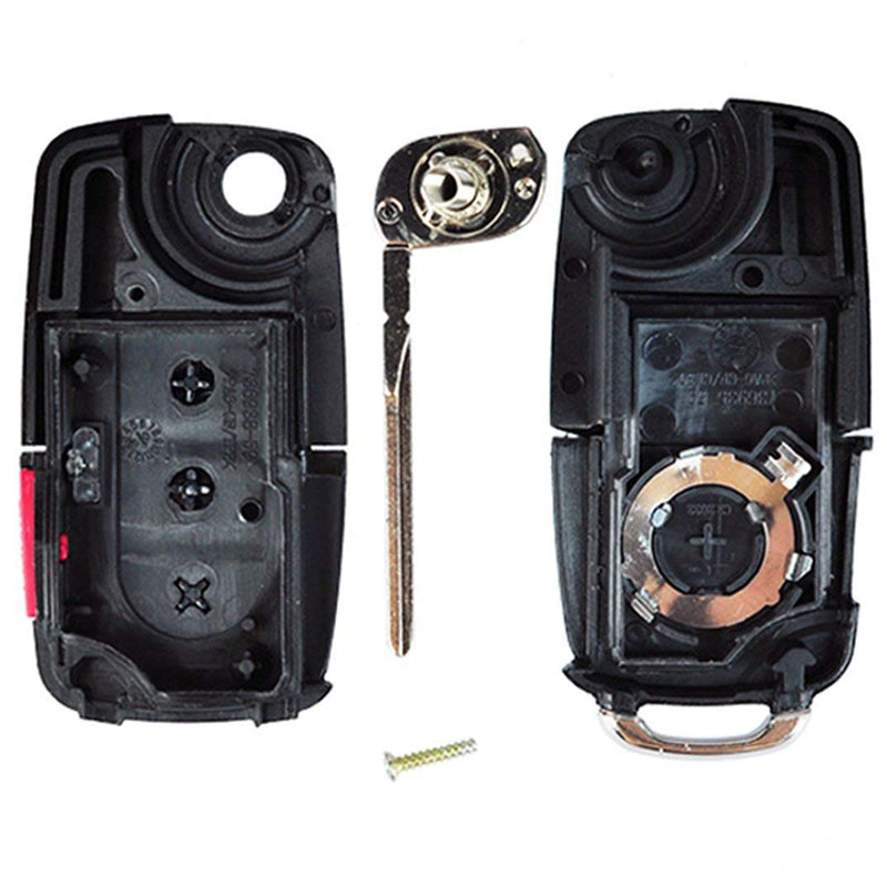  [AUSTRALIA] - KEMANI Uncut 4 Buttons Flip Remote Entry Key Fob Case Shell Repair For 2002-2011 VW Volkswagen Jetta Passat Golf Beetle No Chips