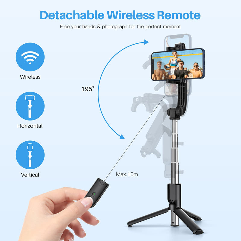  [AUSTRALIA] - Yoozon Selfie Stick Phone Tripod, All in One Extendable & Portable iPhone Tripod Selfie Stick with Wireless Remote, Compatible with iPhone 13 Pro Max/13 Mini/13/12, Galaxy S21/Note 20/S10, Google etc Black-Black