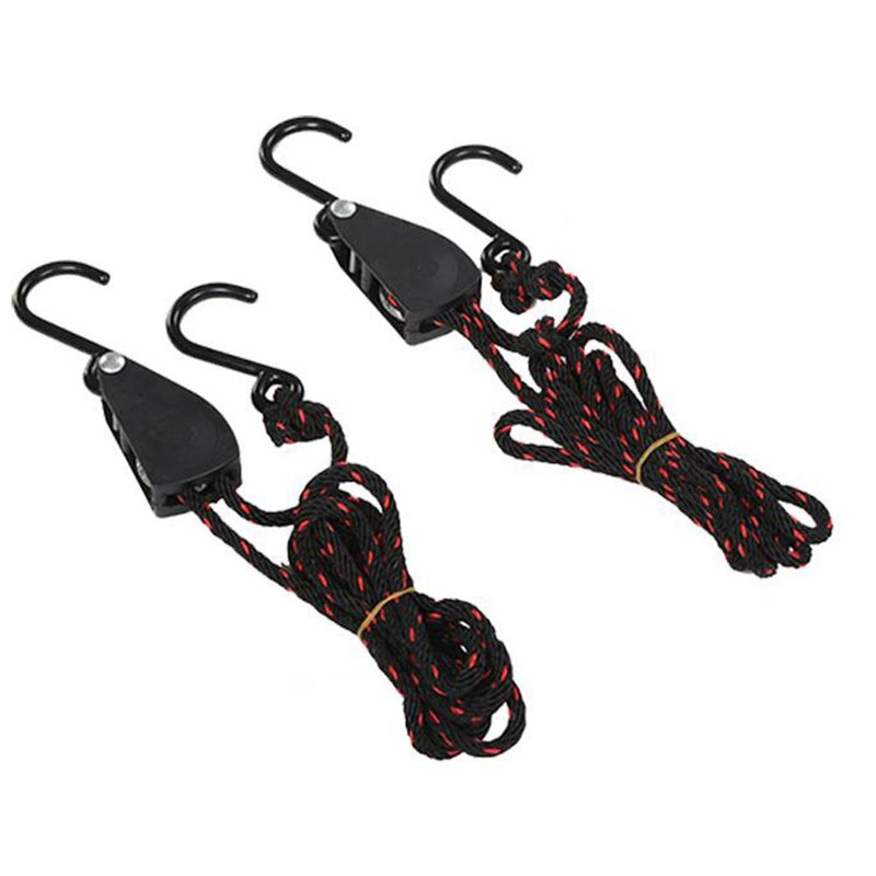  [AUSTRALIA] - VORCOOL 2 PCS Heavy Duty Braided Line Pulley Ratchets Kayak and Canoe Boat Bow Stern Rope Lock Tie Down Strap 1/8 Inch Adjustable Rope