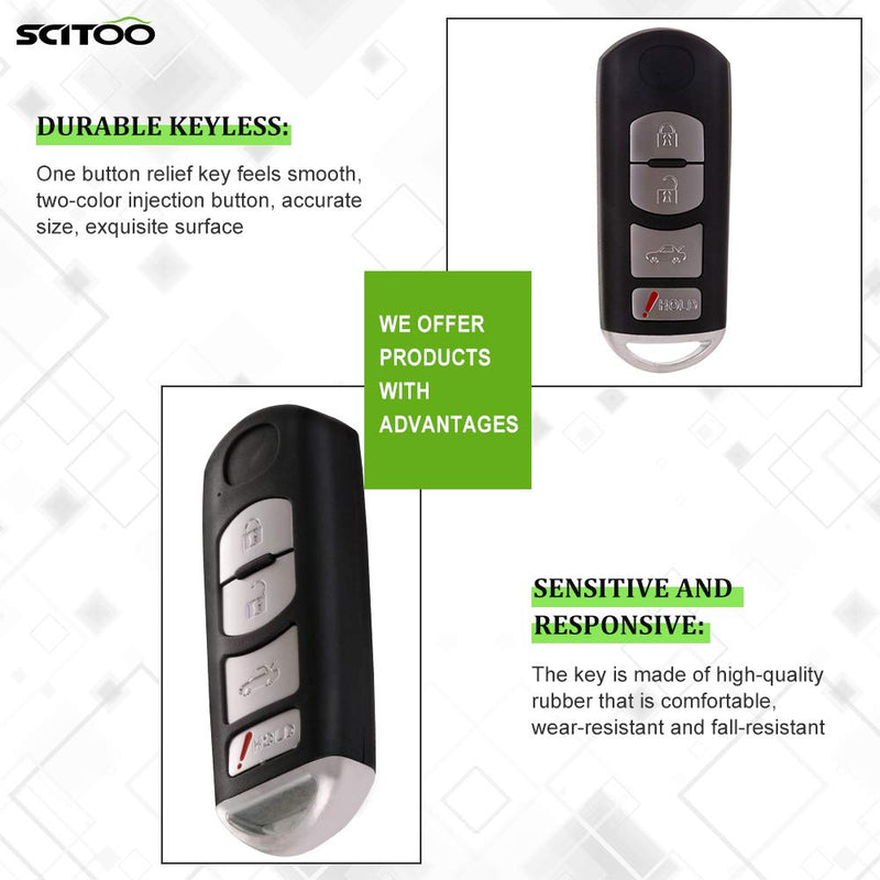  [AUSTRALIA] - SCITOO 1pc 4 Buttons Keyless Entry Remote Control Car Key Fob Shell CASE Replacement fit 2013-2017 Mazda 3 6 Series SKE13D-01 * 1 pc