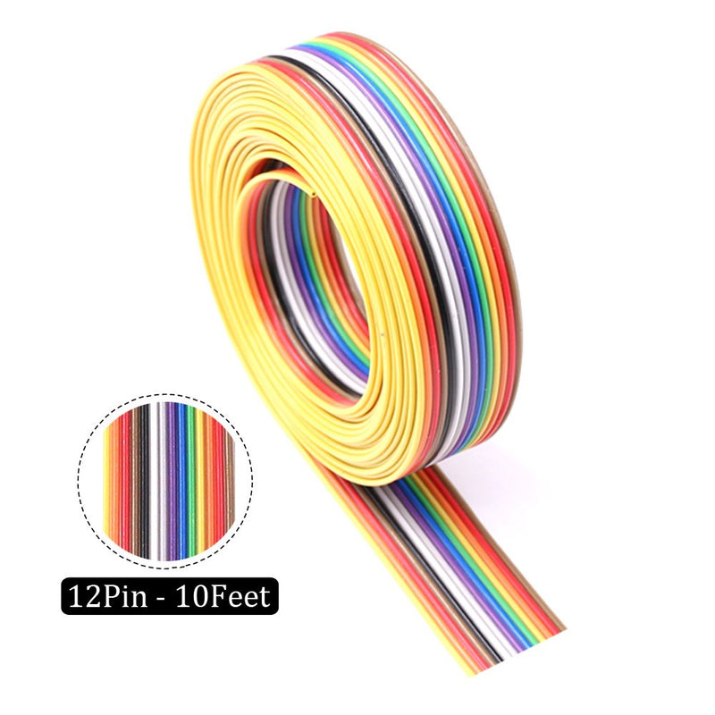  [AUSTRALIA] - Glarks 10ft / 3m 10/14/16/20 Wire Rainbow Color Flat Ribbon IDC Wire Cable Kit for 2.54mm Connectors