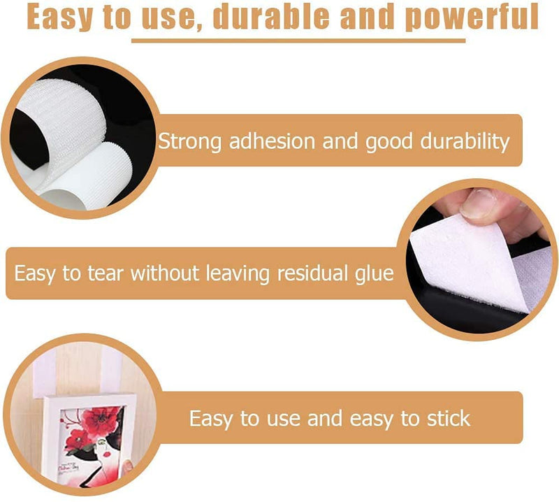  [AUSTRALIA] - 36Pcs Hook and Loop Strips with Adhesive Heavy Duty Hook and Loop Tapes 4 x 1.2 in Double Sided Straps Reusable Fastening Hook and Loop Strips Interlocking Tape for Home DIY Office Industrial White 36pcs white hoop and loop strips