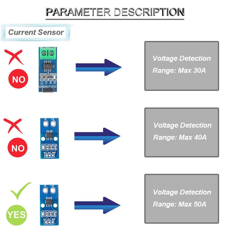  [AUSTRALIA] - Youmile 2 pieces Hall current sensor, Hall current sensor module ACS724 50A range AC/DC Hall effect current sensor with Dupont cable for current measurement