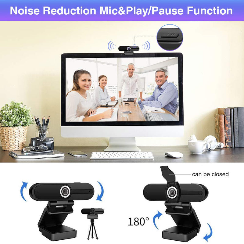  [AUSTRALIA] - HDZIYU 4K Webcam with Microphone, 8MP Laptop PC Desktop Computer Web Camera, USB Ultra HD Webcam with Tripod for Video Calling Recording Streaming Video Conference W8A