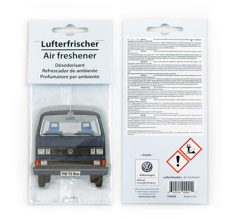 BRISA VW Collection - Volkswagen Scented Car Air Freshener Fragrance Deodorizer for Car/Auto or Home with Volkswagen Vanagon Bus T3 Camper Van FrontDesign (Fresh/Blue/2-pc Set) - LeoForward Australia