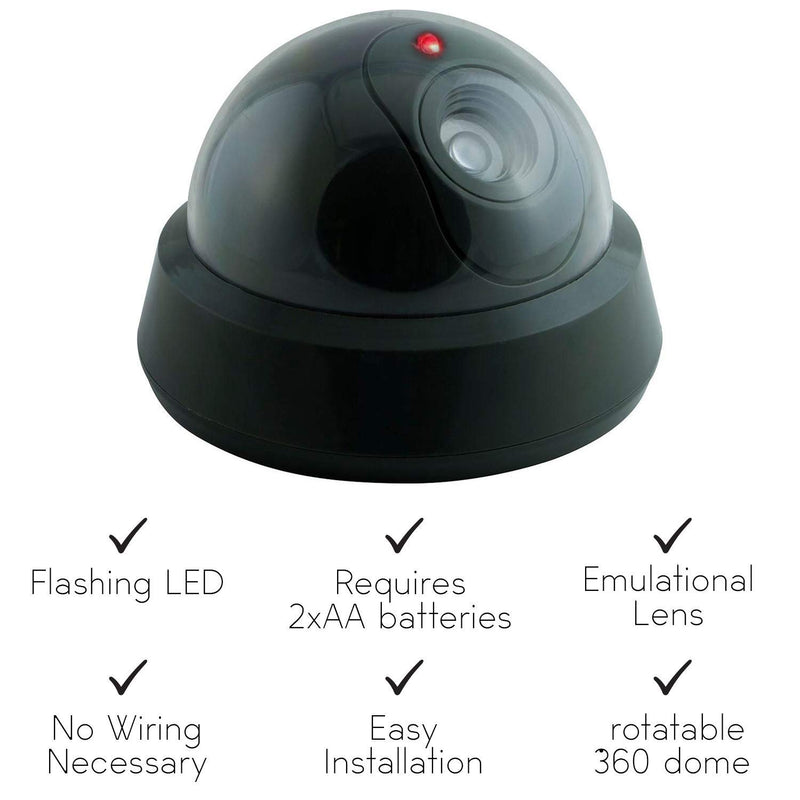 Fake Camera, Fakes Security Camera Outdoors, Dummy Dome Security Camera, Wireless Surveillance System Realistic Look with Flashing red LED Light for Home or Business (Pack of 4) - LeoForward Australia