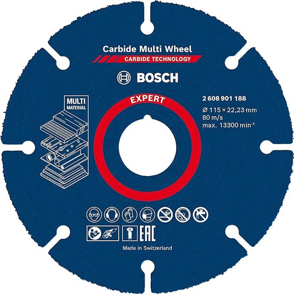  [AUSTRALIA] - Bosch Accessories 1x Expert Carbide Multi Wheel cutting discs (for hardwood, Ø 115 mm, accessories for small angle grinders) M14 New version 1 piece