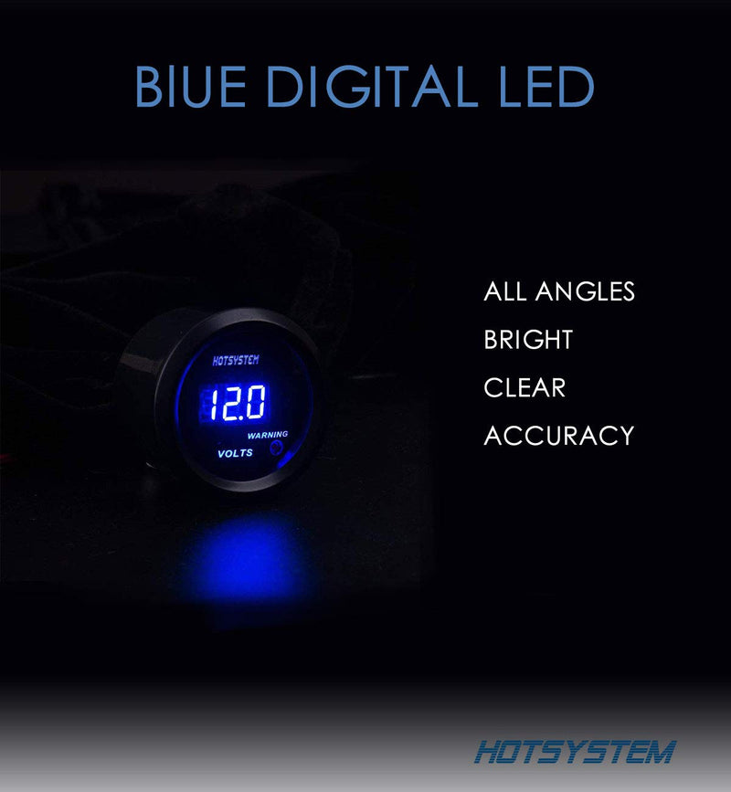  [AUSTRALIA] - HOTSYSTEM Electronic Voltmeter Voltage Volt Gauge Meter Blue Digital LED 2inches 52mm for Car Vehicle Auto