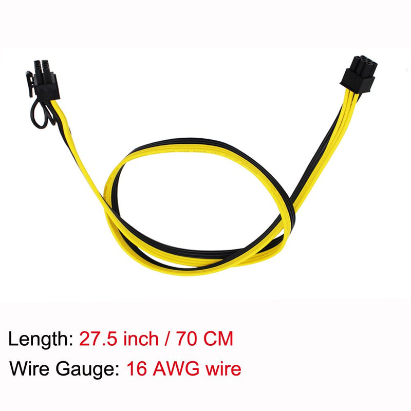  [AUSTRALIA] - S-Union [8PCS] New 16AWG 6Pin PCI-E to 8 (6+2) pin Cable 27.5 Inch(70CM) Length PCI 6Pin Male to Male Cable for GPU/PSU Breakout Board, GPU Ethereum ETH Mining Power Supply (with 5 Nylon Cable Ties)