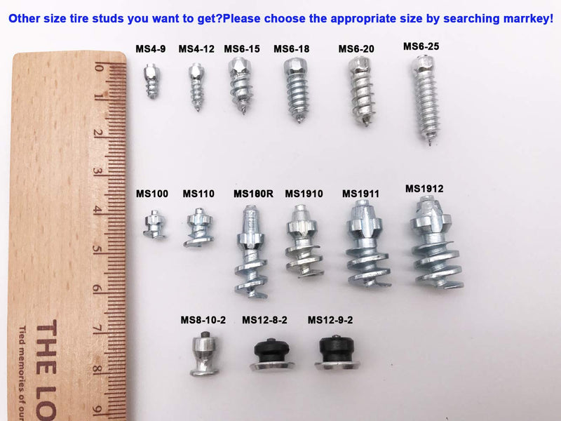 Marrkey 9mm Tires Studs Screw Ice Snow Carbide Spikes Wheel Tyres Studs for Bicycle Bike Fat Bikes and Running Shoes Boots with Installation Key - Pack of 100 4mm (W) X 9mm (L) - LeoForward Australia