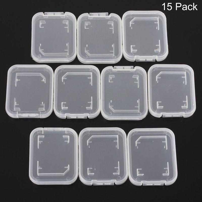 NUOMI 15Pcs SD/SDHC Memory Card Case Holder, Standard SD Plastic Storage Boxes, Clear Compact - LeoForward Australia