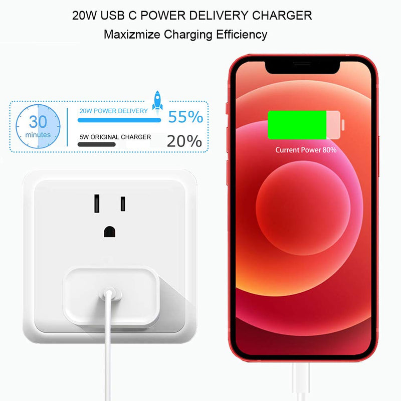  [AUSTRALIA] - iPhone 13 12 Fast Charger, [Apple MFi Certified] USB C Wall Charger Fast Charging 20W PD Adapter with 6FT Type-C to Lightning Cable Compatible with iPhone 13 12 Pro Max Mini 11 Xs XR X 8 Plus and More USB-C Charger+6FT