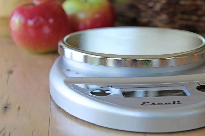 Escali Primo P115C Precision Kitchen Food Scale for Baking and Cooking, Lightweight and Durable Design, LCD Digital Display, 8" x 6" x 1.25", Chrome - LeoForward Australia