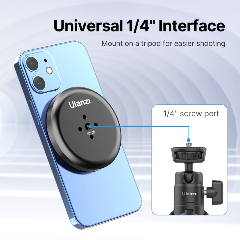  [AUSTRALIA] - ULANZI R101 1/4" Mount for MagSafe Lightweight and Compact, Magnetic Tripod Adapter Only for iPhone13/12 Pro/Pro Max/Mini, Magsafe Case/Cover, Tripod, Selfie Stick, Live Broadcast Tripod