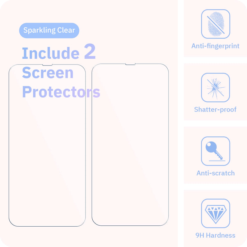  [AUSTRALIA] - JIC-Bundle - (for iPhone 14 Pro Max) - Soft Silicone Case + 2 Screen Protectors + Screen Polishing Cloth - Peach Pink