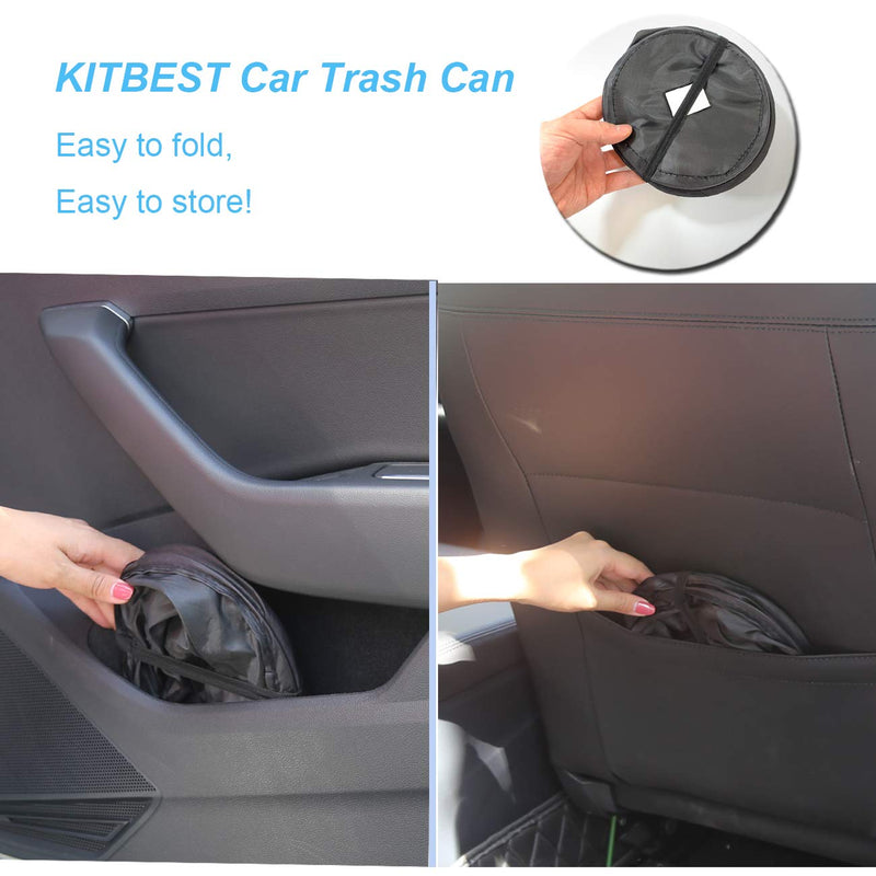 Kitbest Car Trash Can (2 Pack), Auto Garbage Bin, Collapsible Pop Up Trash Garbage Bag for Car, Small Portable Vehicle Trashcan, Console Trash Container, Automobile Waste Basket 2 - LeoForward Australia