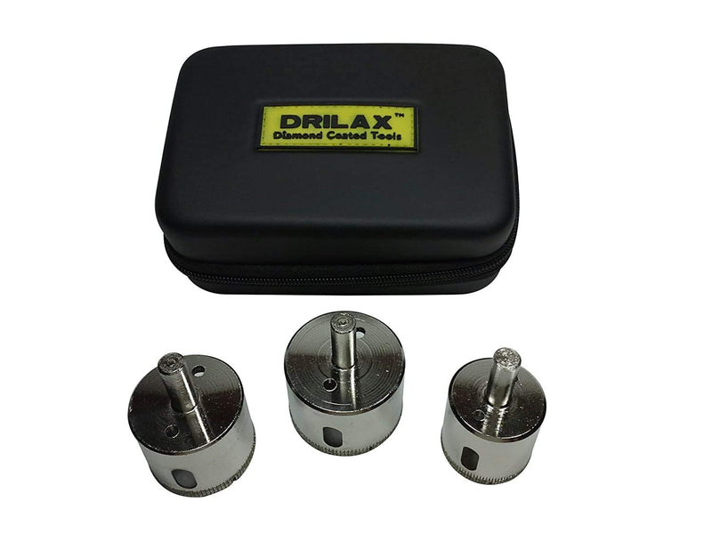 Drilax 3 Pcs Diamond Drill Bit Set Extra Tall 1-1/2" , 1-3/4" , 2" for Ceramic Porcelain Tile, Granite Quartz Countertop Hole Saws Shower, Faucet Drilling Tool 3 Pack - LeoForward Australia