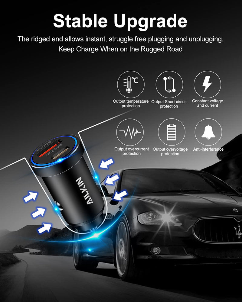  [AUSTRALIA] - iPhone 13 Car Charger, AILKIN 38W 2 Port Fast Charger Block with USB C& QC 3.0 Power Adapter, PowerPort PD Rapid Charging for iPhone 13 12 11 Pro Max X XR XS, Samsung Galaxy Cigarette Lighter Plug Black