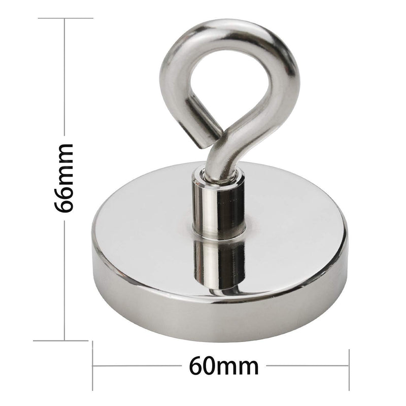 DIYMAG Super Strong Neodymium Fishing Magnets, 500 lbs(227 KG) Pulling Force Rare Earth Magnet with Countersunk Hole Eyebolt for Retrieving in River and Magnetic Fishing,Diameter 2.36 inch(60 mm) - LeoForward Australia