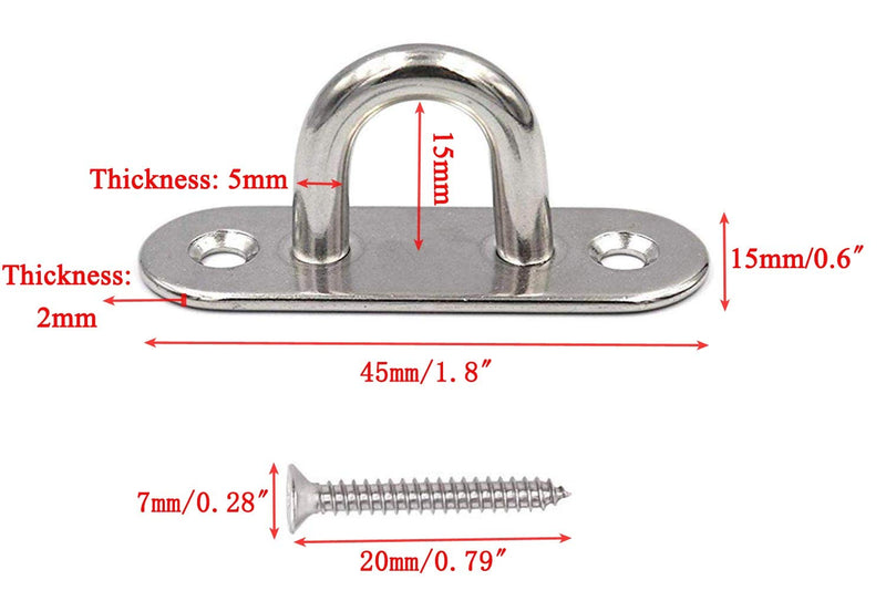 4 Pcs Ceiling Hooks, HLOMVE 1.8 Inch Screws Eye Ring Hooks, 304 Stainless Steel Hanging Brick Hooks with Screws, Wall Mount Hooks for Hammock, Swing Hooks, Marine Boat Deck Staple Hooks Hooks 1.8 Inch 4 Pcs - LeoForward Australia