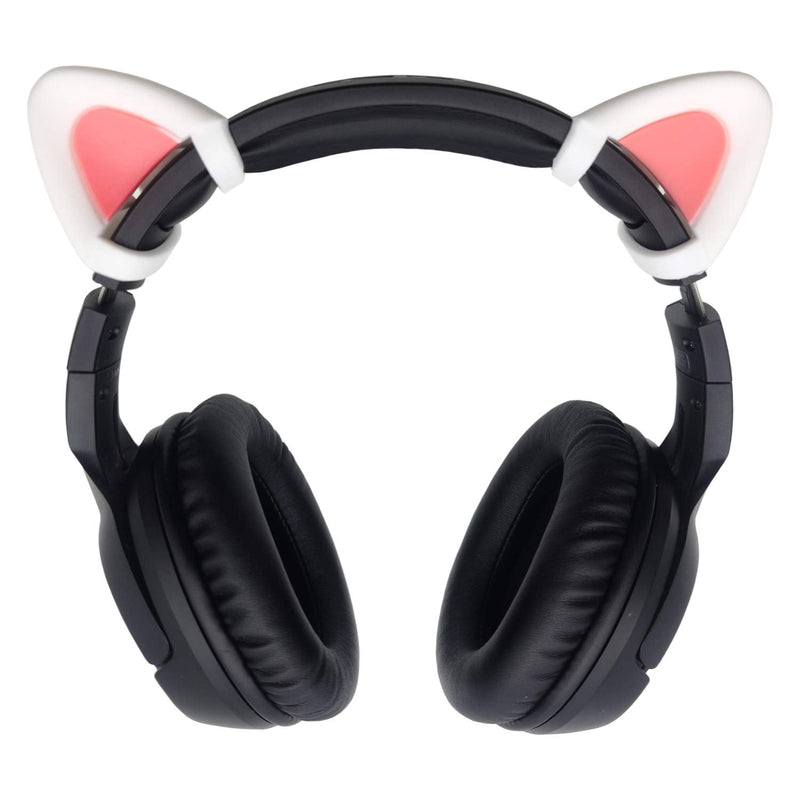  [AUSTRALIA] - Cute Pink Cat Ears Fits for HypreX Cloud/Cloud Stinger/Cloud Flight Headsets, Universal Fit Lovely Kitty Adjustable Attachment Straps for Video Live Gaming Headphone,White & Pink Pink& White