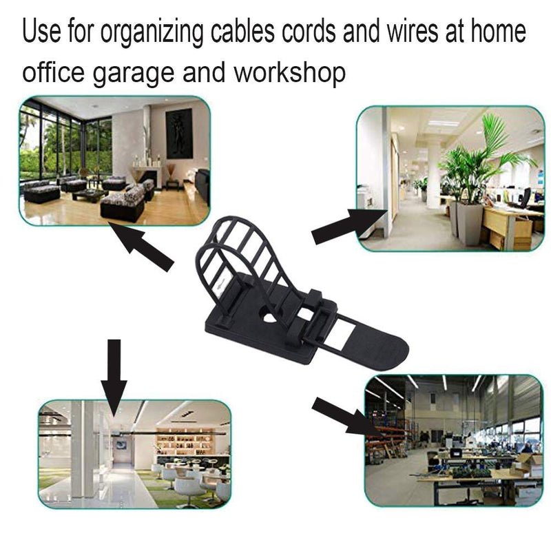 [AUSTRALIA] - Adjustable Self-Adhesive Nylon Cable Tie mounts Cable Straps with Optional Screw Cord Clamps for wire management(50pack) Style1-Black