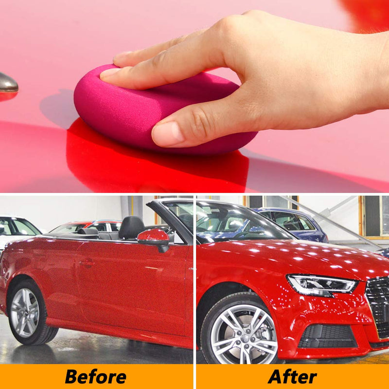  [AUSTRALIA] - SPTA 4 Inch (100mm) Ultra Soft Foam Applicator Pads, UFO-Shape Red Wax Applicator Pads and Dressing Polishing Pads Buffing Pads for Car Polishing & Cleaning, (Red, 4" Diameter, Pack of 10)