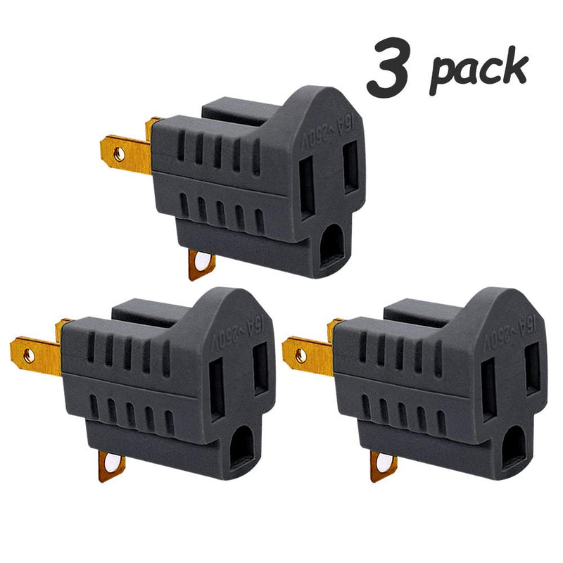 [AUSTRALIA] - (3 Pack) 3-Prong to 2-Prong Adapter Grounding Converter Polarized 3 Pin to 2 Pin Power For wall Outlets Plugs, Grey