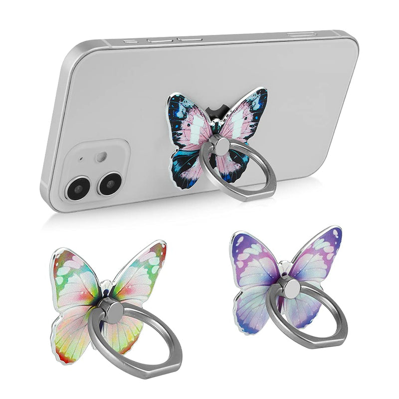 LSL Cute Butterfly Cell Phone Ring Holder 360°Rotation Metal Finger Stand Kickstand Universal Compatible with iPhone Samsung Galaxy LG Google Pixel iPad Three Pack Green Blue Purple Pretty Butterfly - LeoForward Australia