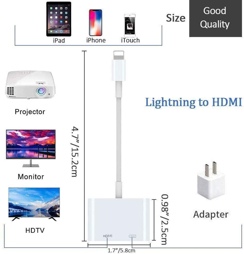  [AUSTRALIA] - Belcompany HDMI Adapter for iPhone 11 1080P Lighting to HDMI Digital AV Adapter Sync Screen Connector with Charging Port Compatible with iPhone 11 X XS 8 7 6 iPad iPod on HD TV Monitor Projector