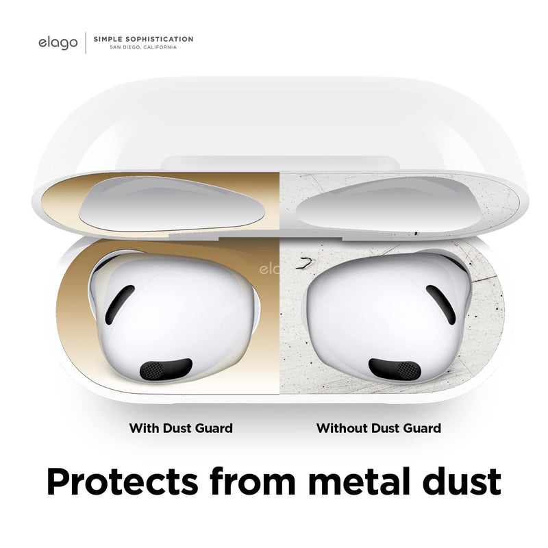  [AUSTRALIA] - elago Dust Guard Compatible with AirPods 3 Case, Dust-Proof Sticker Compatible with AirPods 3rd Generation Case 2021, Protection from Iron & Metal Shavings, Clean Your AirPods (1 Set, Gold)