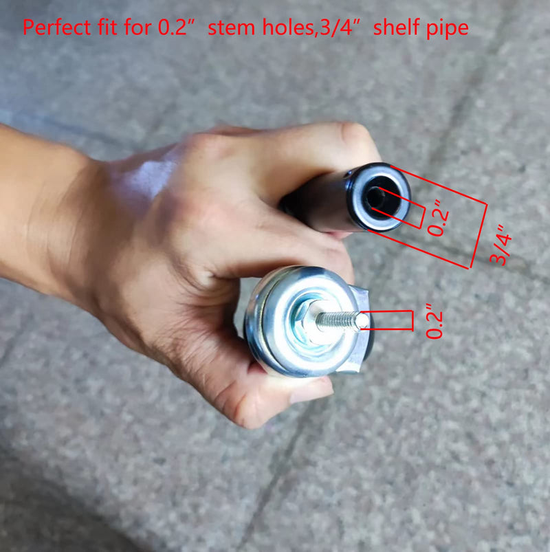  [AUSTRALIA] - Pusalxl 2 inch Shelves Caster Wheels for Wire Shelving Shelf, Stem Casters Set of 4 with Locking Brakes Fit 3/4" Post- Shelving Adapter for Wire Shelf,Stems 1/4" - 20 Casters for Wire Rack Shelf,Wheel 2" diameter