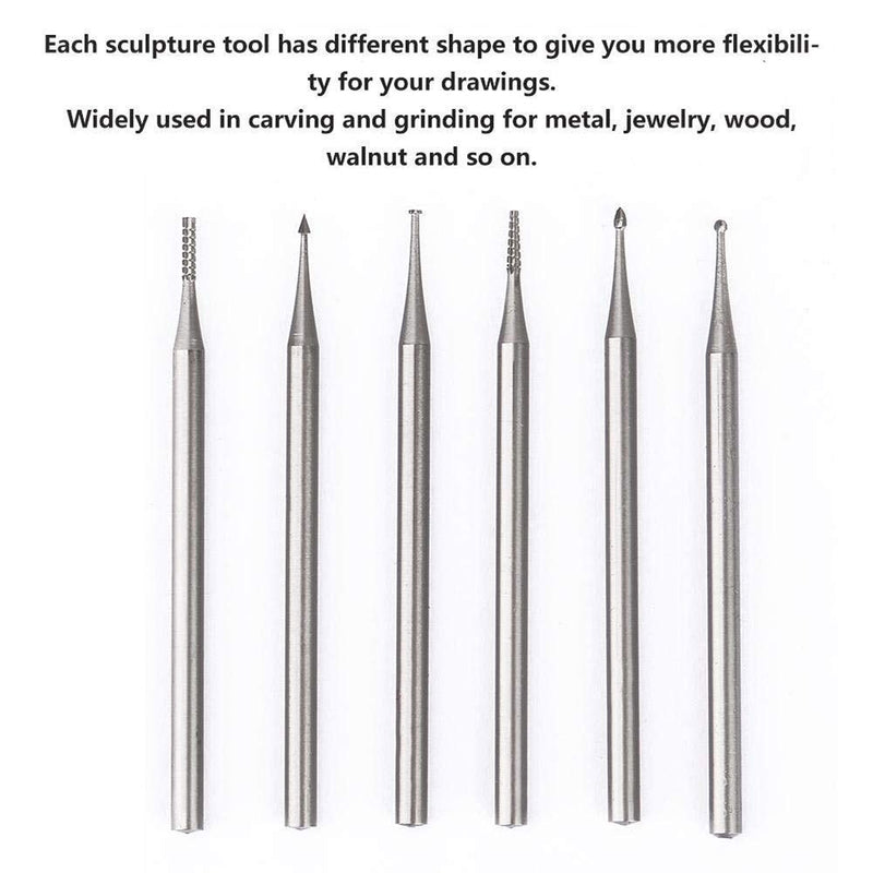 6Pcs 1.4mm Shank Tungsten Steel Engraving Router Bits Olive Amber Carving Drill Bits Burr Rotary Files Engraving Tool Wood Milling Cutter For Carvings/Olive Kernel/Lvory Fruit Head 1.4mm Muye - LeoForward Australia
