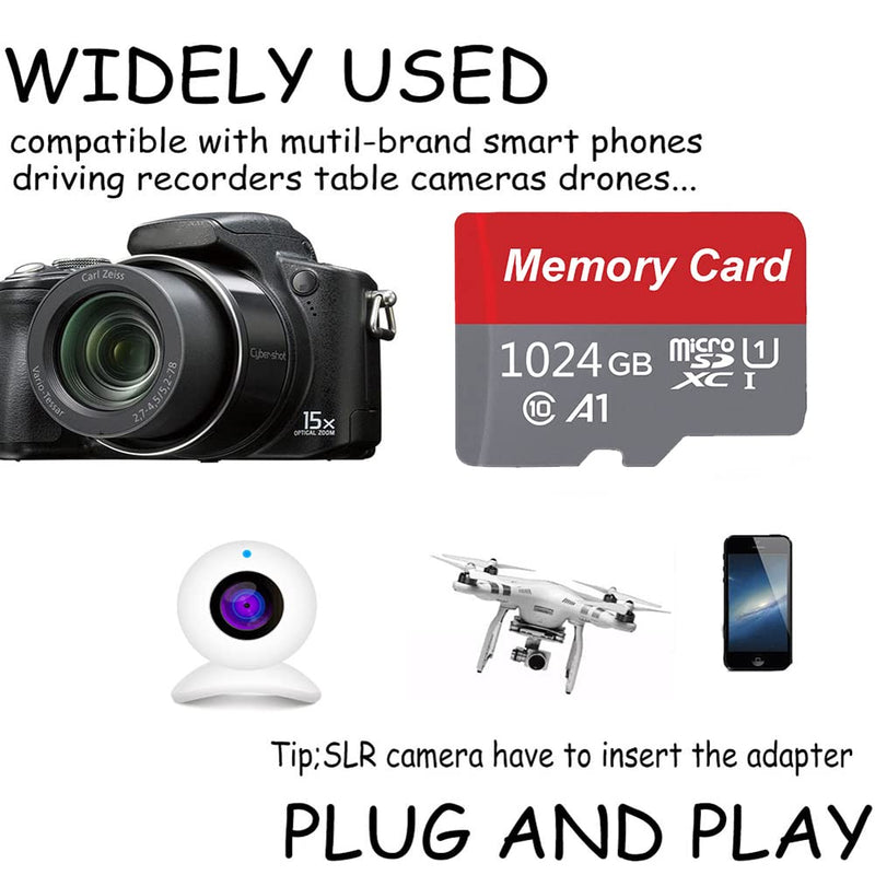  [AUSTRALIA] - 1TB Micro SD Card 1024GB Memory Card High Speed Class 10 with SD Adapter for Camera,Videographers&Vloggers and Other SD Card Compatible Devices